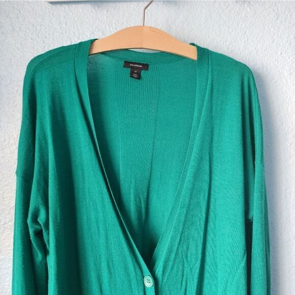 HALOGEN marino wool blend button front tunic style cardigan - Picture 4 of 10